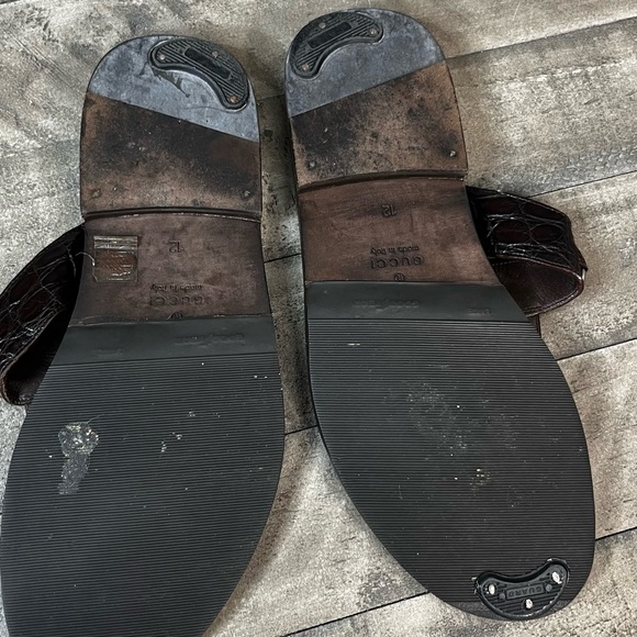 GUCCI Horsebit Thongs Sandals In Brown Crocodile  Leather Men’s Sz 12 - Picture 4 of 5